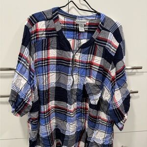 Catherines Blue Plaid Blouse